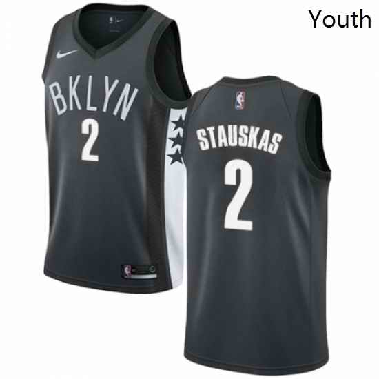 Youth Nike Brooklyn Nets 2 Nik Stauskas Swingman Gray NBA Jersey Statement Edition